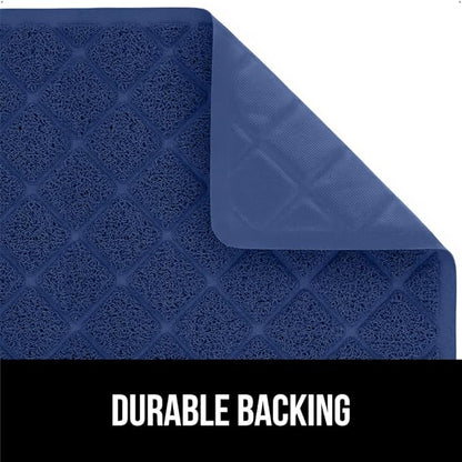 GORILLA GRIP Cat Litter Box Mat, 47x35, Water Resistant, US Designed Kitty Litter Trapping Mats, Easy to Clean, Scatter Control, Less Mess and Clean Floors, Kitten Supplies for Indoor Cats, Navy Blue