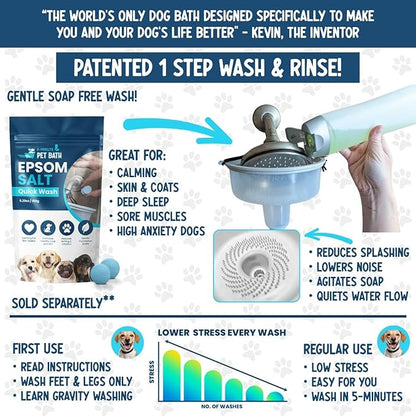 5-MinutePetBath Dog Bath Hose Attachment - Shower Head Accessory for Dog Washing - Low Stress Pet Shower - Portable Wash Station for Grooming, Rinse & Cleaning - Attachable Bathing Essential - Green