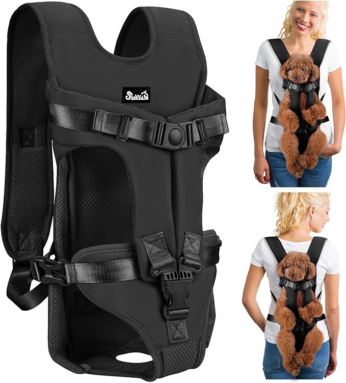 Lukovee Dog Backpack Carrier, Legs Out Easy-fit Dog Front Carrier for Small Medium Dogs, Adjustable Hands Free Dog Chest Carrier for Hiking Cycling (B,Large)