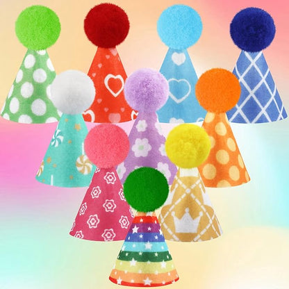 Hxezoc 10 Pcs Mini Birthday Party Hats Colorful Cone Felt Hats for Animals Stuffed Pets Birthday Holiday Accessories Decoration Supplies