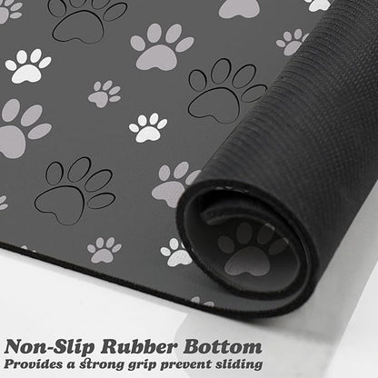 Dog Food Mat, Absorbent Water Bowl Mats Cat Pet Feeding Placemats Dark Gray 16 * 24 inch