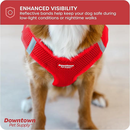 Downtown Pet Supply Step in Dog Harness No Pull, X-Large, Red - Adjustable Harness with Padded Mesh Fabric and Reflective Trim - Buckle Strap Harness for Dogs