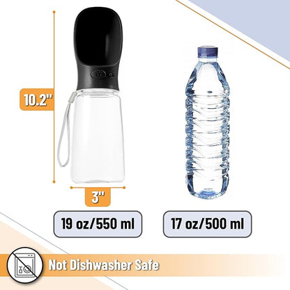 Mr. Pen- Dog Water Bottle, 19 oz, Large, Black, Portable Dog Water Bottle Dispenser, Not Dishwasher Safe