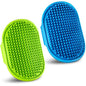 Dog Grooming Brush, Pet Shampoo Bath Brush Dog Grooming Shedding Brush Soothing Massage Rubber Comb with Adjustable Ring Handle for Long Short Haired Dogs and Cats 2pcs