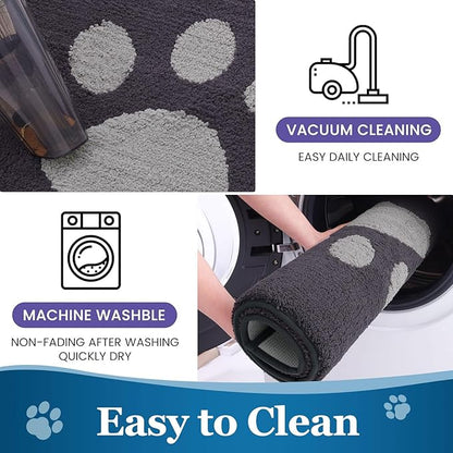 Buganda Dog Door Mat for Muddy Paws, Absorbent Dirt Trapper Washable Indoor Doormats, Non Slip Low-Profile Mud Mat for Dogs, Front Entrance Doormat for Inside Floor (47x24 Inches, Dark Grey)
