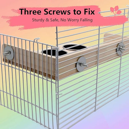 kathson Bird Perches Platform with Climbing Ladder and Swing,Parrot Cage Playground Toys with Food Cups,Parakeet Playing Gyms Wooden Exercise Training Stands for Budgie,Lovebird,Cockatiels