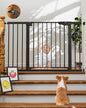 Cumbor 29.7-48" Baby Gate for Stairs, Mom's Choice Awards Winner-Dog Gate for Doorways, Auto Close Safety Pet Gate for Dogs Indoor, Easy Install Pressure Mounted Child Gate with Walk Thru Door, Black