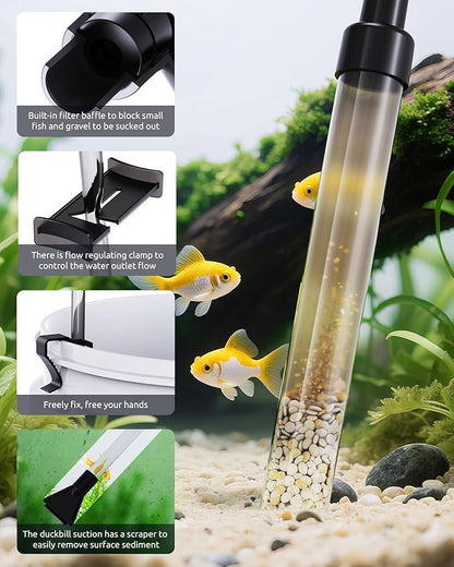 Gravel Vacuum for Aquarium, Fish Tank Cleaner Kit, Mini Manual Fishtank Vacuum Cleaner, Small Aquariums Water Changer, Adjustable Siphon Pump Use for Fish Turtle Tanks Cleaning Manure Wash Sand