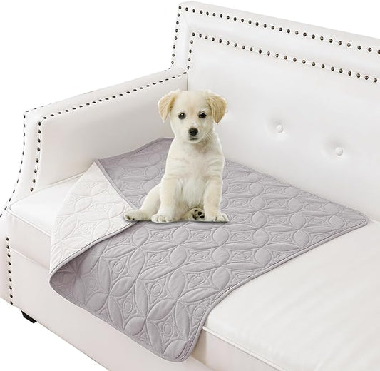 Waterproof Dog Blanket, 30x30 inches Small Pet Couch Covers for Sofa, Chair Bed Furniture Protector from Dogs Washable and Reversible-Lightgrey+Cream