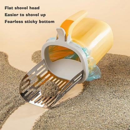 Cat Litter Scoop, Large Capacity Mess-Free Cat Litter Scooper with Bags, Spill-Proof Kitty Box Sifter, Bin Doubles as Scoop Holder