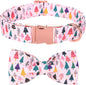 Christmas Dog Collar, Pink Christmas Tree Soft Comfortable Collars with Bow Adjustable Pet Collar with Premium Metal Buckle Dog Necklace for Medium Girl Dogs