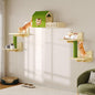 DWVO Cat Wall Shelves and Perches for Wall, Solid Wood Wall Mounted Cat Furniture, Set of 7 Cats Climbing Shelves for Large Cats with Green Wall House and Fence, Steps, Scratching Posts