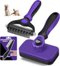 3PCS Self Cleaning Slicker Brush & Pet Grooming Rake & Flea Comb for Dogs,Cats and Horses | Double-Sided Dematting Comb & Skin Friendly Deshedding Grooming Tool | Premium Pet Supplies (Purple Black)