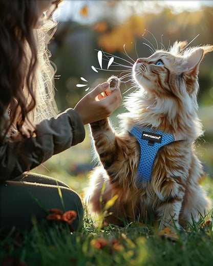 FAYOGOO Cat Harness, Cat Leash and Harness Set for Walking Escape Proof, Harness for Small Cats/Small Dogs, Large Kitten/Puppy Harness and Leash, Harness for Cats S-XXL(Tranquil Teal, X-Large)