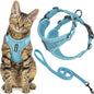 Voyager Escape-Proof Step-in Lock Cat Harness & 5ft Neoprene-Handle Leash Set All-Weather Mesh with Reflective Stitching for Small to Large Cats by Best Pet Supplies, Baby Blue (327), XXS