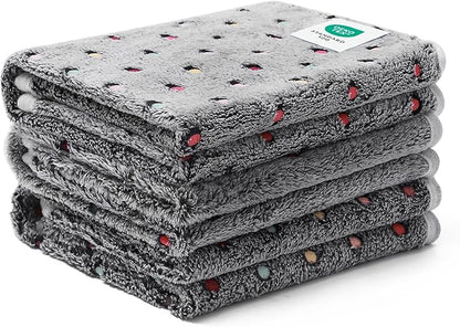 Luciphia 1 Pack 3 Blankets Super Soft Cute Dot Pattern Pet Blanket Flannel Throw for Dog Puppy Cat Large(41x31), Grey