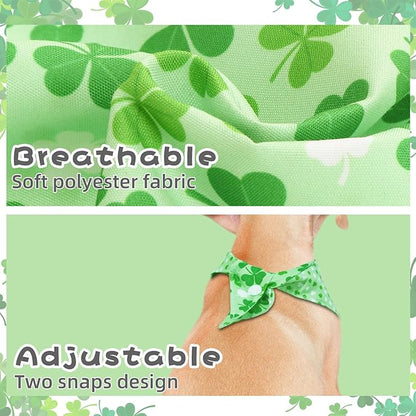 PAWCHIE St. Patrick's Day Dog Bandanas 4 Pack,Reversible Dog Party Triangle Scarf Bibs,Pet Holiday Costume with Adjustable Snaps,Multiple Patterns for Small Dogs Puppy,Cats Pets,Green S