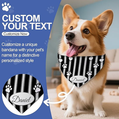 Personalized Dog Bandana Custom Name & Design, Premium Custom Dog Bandana for Small Medium Large Dogs, Soft Fabric Pet Scarf Personalized Pet Accessories Gift (Premium Elegant, X-Large)