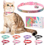 Rhinestone Cat Collar Breakaway with Bell, Diamond Cat Collar with Safety Buckle Quick Release for Girl Boy Small Kitten Pets Puppy,Cute Soft Female Male Cat Collars, Colorful Pink 8-12"