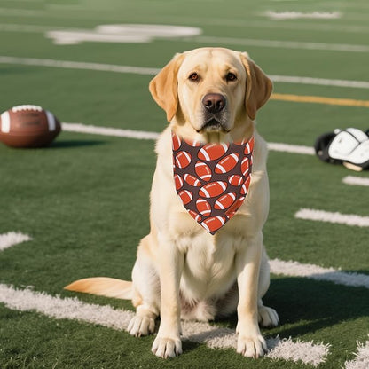 ADOGGYGO Dog Bandanas Boy Girl, Reversible Football Donuts Pet Scarf, Premium Fabric, Adjustable Fit Brown Football Bandanas for Medium Large Dogs (Large)