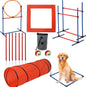CuisinSmart Dog Agile Course Backyard Set, Dog Obstacle Course Backyard with 2-Set Agility Hurdle,Jump Ring, Tunnel, Pause Box, 8 Weave Poles, Toy Balls & Portable Storage Bags,Dog Agility Equipment