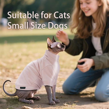 Fleece Sphynx Cat Clothes Soft Hairless Cat Clothes Pullover Cat Sweater for Chihuahua All Season Light and Warm Kitten Cloth for Cats Only Puppy Clothes Small Dog Sweater (Pink, 2XL)