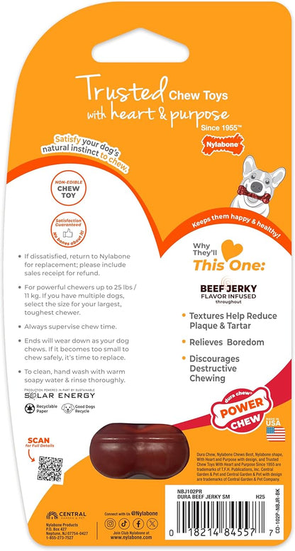 Nylabone Textured Bone Power Chew Toy for Dogs, Durable & Tough Dog Toys for Aggressive Chewers, Beef Jerky Flavor, Small Dogs - Up to 25 Ibs, 1 Count