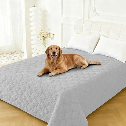 Waterproof Dog Bed Cover Pet Blanket, Soft Couch Cover for Dogs Washable, Non-Slip Dog Blanket Protect Furniture Couch Sofa Car for Puppy Large Dogs Cat (52x82 Inch, Light Grey)