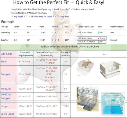 50 Pcs Disposable Rabbit Cage Liner Plastic Toilet Film Leak-Proof for Small Animals Bunny Guinea Pig Bird Cage Liners Litter Box Crate Tray Drawer Quick Cleanup Essentials Indoor (Large)