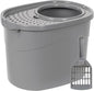 Amazon Basics Large Cat Litter Box with High Sides, Top Entry, Odor Control, Includes Scoop, 20.5 x 14.75 x 14.38 inches, Grey