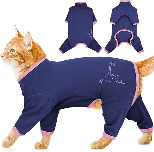 Cat Pajamas for Cats Only, Sticky Hair Cat Clothes, Sphynx Hairless Cats Sweater, Recovery Suit After Surgery, Prevent Lost Hair Kitten Onesie Shirts Costumes Outfits for Pet