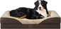 EHEYCIGA Orthopedic XXL Dog Bed for Large Sized Dog, 52x41x8 Inch Extra Large Memory Foam Dog Couch Bed with Sides, Waterproof Liner & Washable Removable Cover, Bolster Pet Sofa, Brown