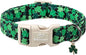 St Patricks Day Dog Collar for Giant Large Dogs - Green Lucky Clover Dog Collars, Lightweight Adjustable Irish Festival Shamrock Dogs Collars with Quick Release Buckle XL
