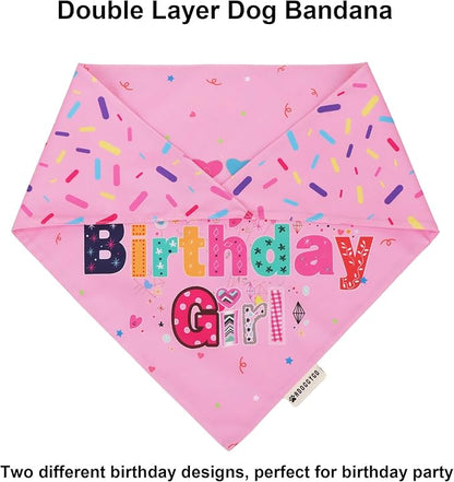ADOGGYGO Dog Birthday Party Supplies, Pink Girl Puppy Birthday Bandana Hat Numbers Bow Set for Small Dogs Pets (Small)