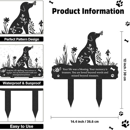 Grave Markers for Cemetery for Dog, Metal Grave Markers Yard Memorial Pet Dog, Garden Stake Decorations for Cemetery for Loss of Pet Outdoors Decor (12 X 14.5 Inches)