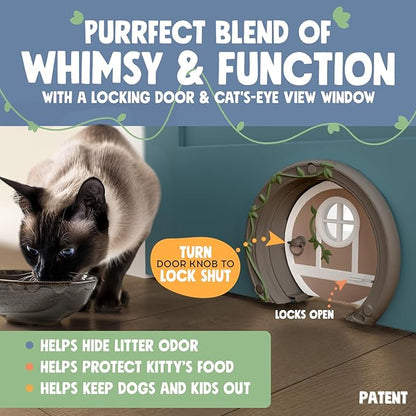 Gnome® Door Cat Door for Interior Doors - Stylish & Functional with No Flap, Lockable, and Easy Installation, Spacious Large Kitty Door for Cats Up to 20 lbs, Private and Comfortable Pet Door