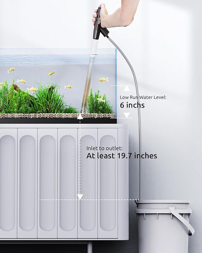 SEAOURA Aquarium Vacuum Gravel Cleaner Adjustable, Aquariums Siphon Fish Tank Cleaner, Manual Python Water Changer with Air Push Button, Fishtank Vacuums Cleaning Kit for Suck Manure Wash Sand