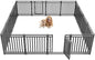 Dog Fence Outdoor for Yard Indoor Dog Playpen 32" Height 16 Panels Portable Dog Pen Metal Dog Kennel for RV Camping(Black-Silver)