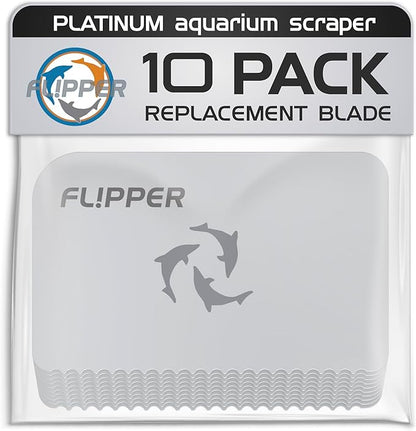 Flipper Platinum Aquarium Scraper Replacement Blades for Fish Tank Cleaning Kits– Replacement Blades for Glass Tanks & Acrylic Tanks – Aquarium Cleaner Blades with Serrated Edge, 10 Pack