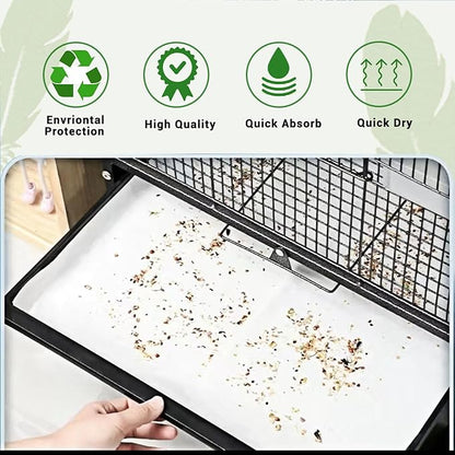 ZIQON 120 Pcs Bird Cage Liner Papers Big Size Cage Paper Liners Disposable Cage Paper Liners Precut Absorbent Cushion Pad Mat Accessories for Pet Bird Parrot (White, 18.5 * 18.5 inch)