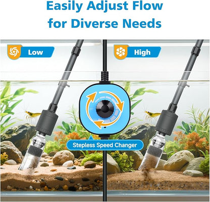 fishkeeper Aquarium Vacuum Gravel Cleaner, 25W 6 in 1 Multifunction Fish Tank Cleaner Kit for Automatic Water Change, Wash Sand, Water Circulation Infinitely Adjustable Flow Fish Tank Cleaner Vacuum