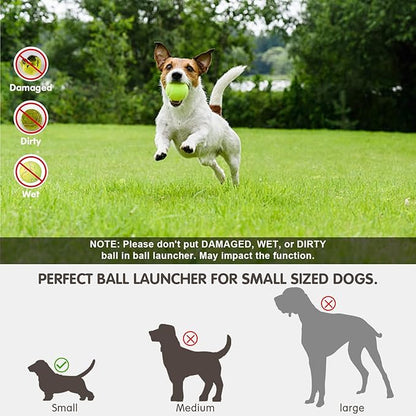 Automatic Dog Ball Launcher, Dog Ball Thrower Machine with 10-30Ft 3 Launching Distance, Interactive Toys for Small Dogs Indoor & Outdoor with 15 Mini Tennis Balls (2 inch) -Blue