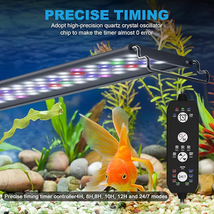 SEAOURA 24/7 Mode Led Aquarium Light for Plants Growth- Sunrise to Moonlight, 7 Colors, Adjustable Timer/Brightness, Full Spectrum Fish Tank Lights for 48 Inch to 54 Inch Tank