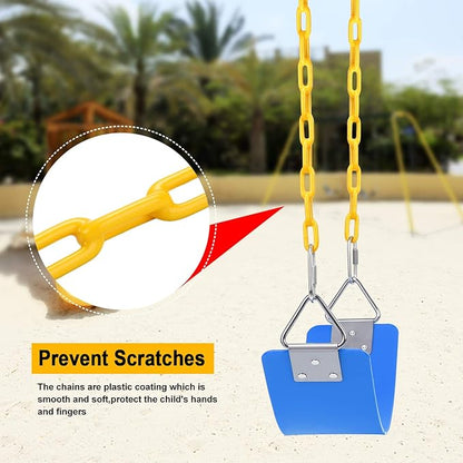 AGPTEK Swing Set, Seat with 66 Inch Anti-Rust Chains Thermoplastic Coated, Support 250lb, Cushion Accessories Replacement with Snap Hooks for Outdoors, Playground, Jungle & Gym - Blue