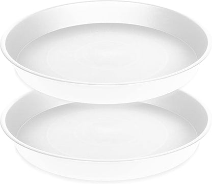 2 Pack of 19 inch Plant Saucer, 2.7" Depth Tray, Large Deep Garden Plastic Flower Planter Plant Trays for Indoors Outdoor Bath Bath (19", Creamy White)
