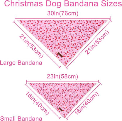 Valentine Dog Bandana - Pink Heart Triangle Bib Scarf for Small Medium Pets, Cotton Kerchief for Girl Boy Dogs or Cats, Red Puppy Bandana