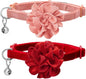 azuza 2 Pack Cat Collar Floral with Bell and Removable Flower Bowtie Breakaway Adjustable Velvet Fabric Cat Collar for Pets and Daily Decoration，Wine Red & Rose Pink
