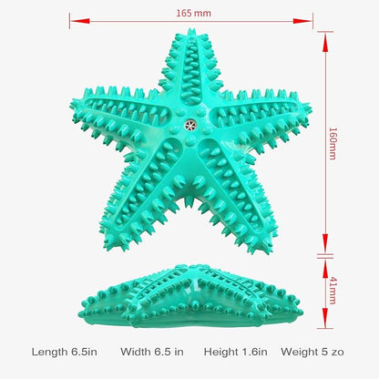 Carllg Dog Toys for Aggressive Chewers, Dog Teething Cleaning Toothbrush Toy, Durable Squeaky Interactive Starfish Puppy Toys for Small Medium Large Breed