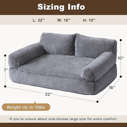 Cat Beds for Indoor Cats, Cat Couch Bed, Cute Cats Sofas for Pets, Small Dog Sofas & Chairs with Removable Washable Cover, Plush Soft Pet Furniture for 10lbs Small Dogs & Cats(Light Grey)