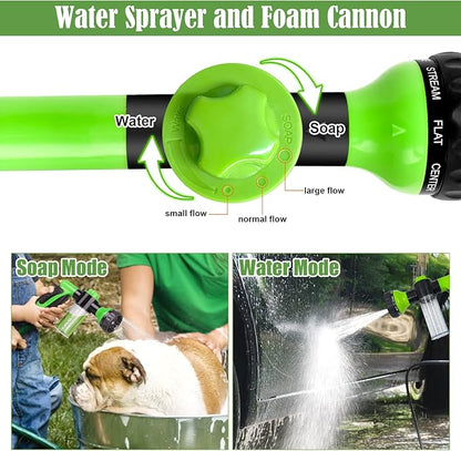 Dog Wash Sprayer Outdoor, 8-in-1 Dog Sprayer Hose Attachment with Massage Brush and Pet Grooming Comb, 3/4 Inch Standard Garden Hose Nozzle for Watering Flowers, Car Washing, Pet Bathing(Green)